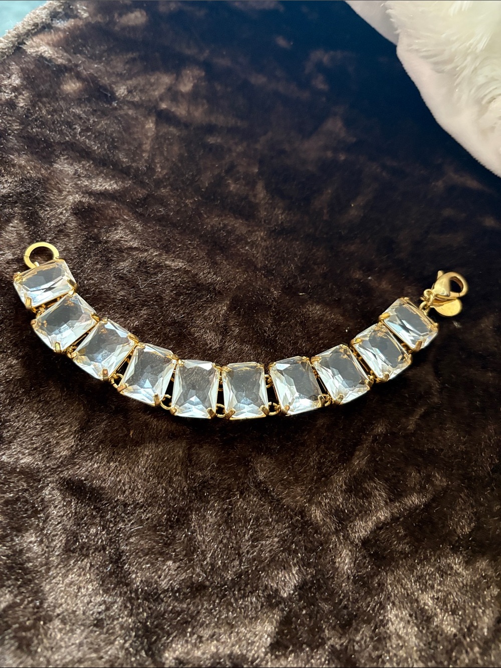 Gold-Tone Clear Crystal Link Bracelet - Women Jewelry
